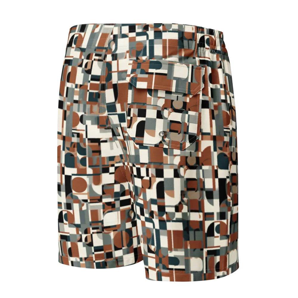 Terracotta Grid on Men's Board Shorts — Back