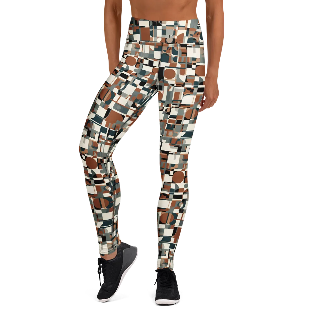 Terracotta Grid on Yoga Leggings — Front