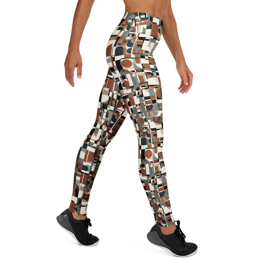 Terracotta Grid on Yoga Leggings — Right