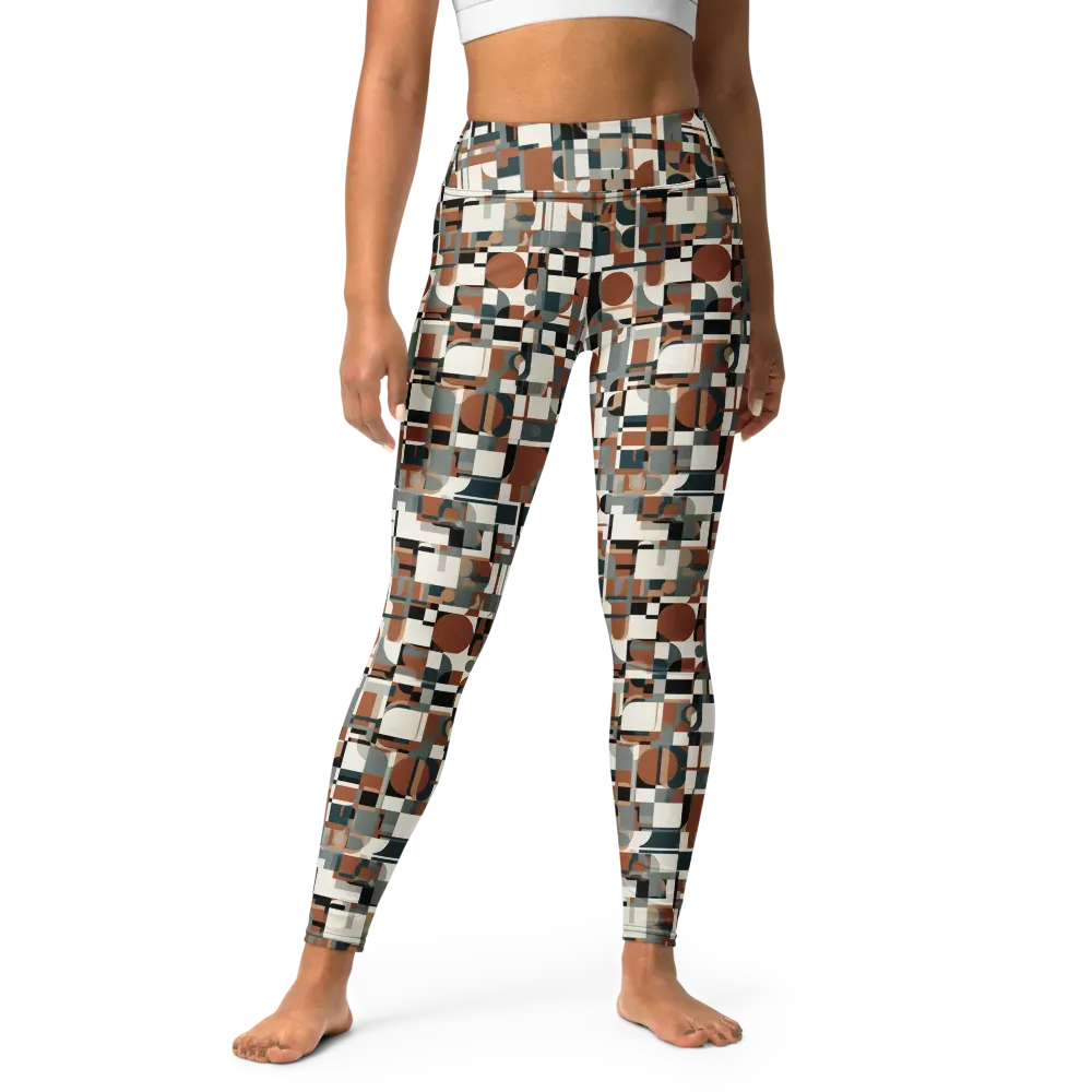 Terracotta Grid on Yoga Leggings — Front