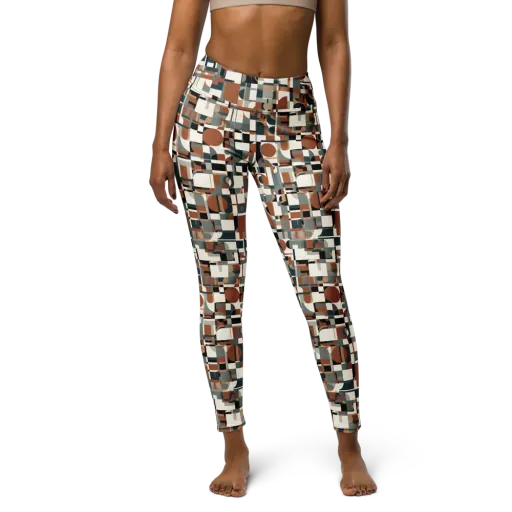 Terracotta Grid on a Yoga Leggings