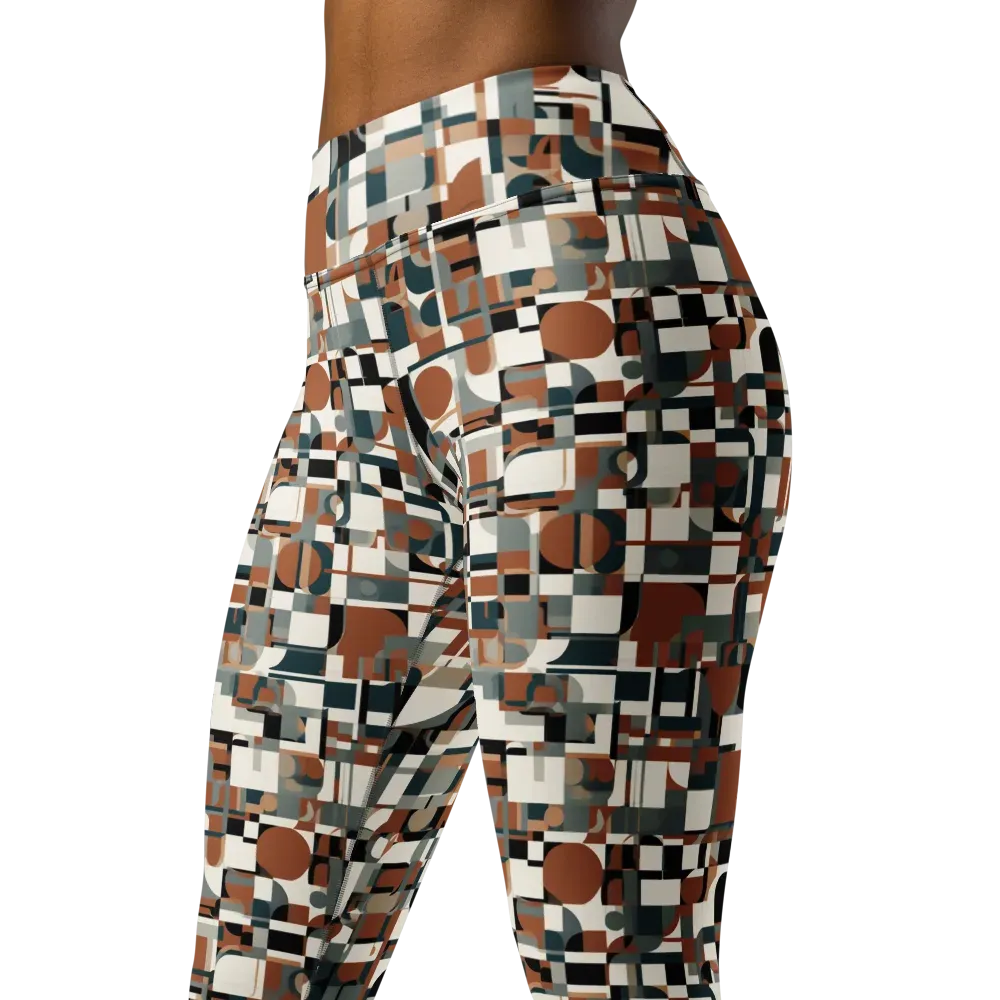 Terracotta Grid on Yoga Leggings — Left Front