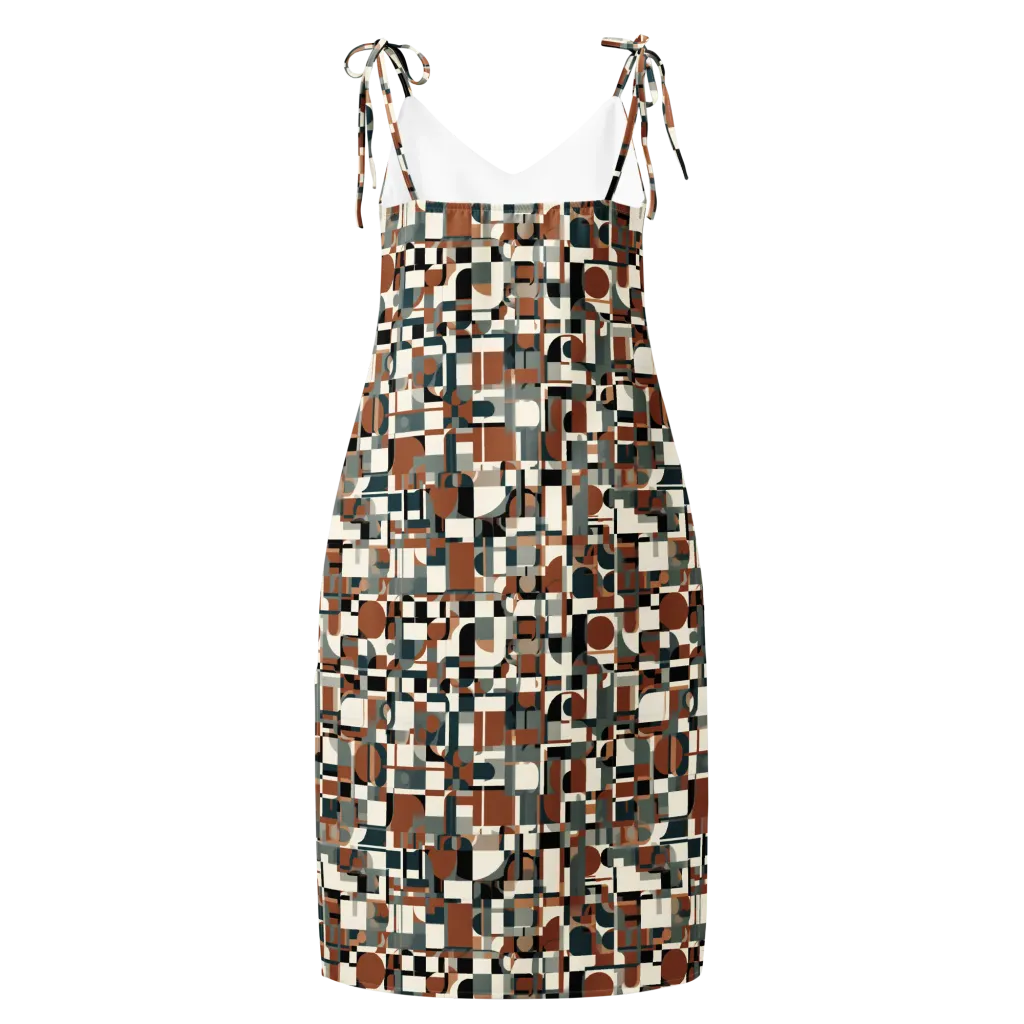 Terracotta Grid on Slip Dress — Back