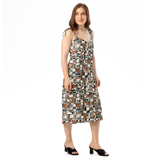 Terracotta Grid on a Slip Dress