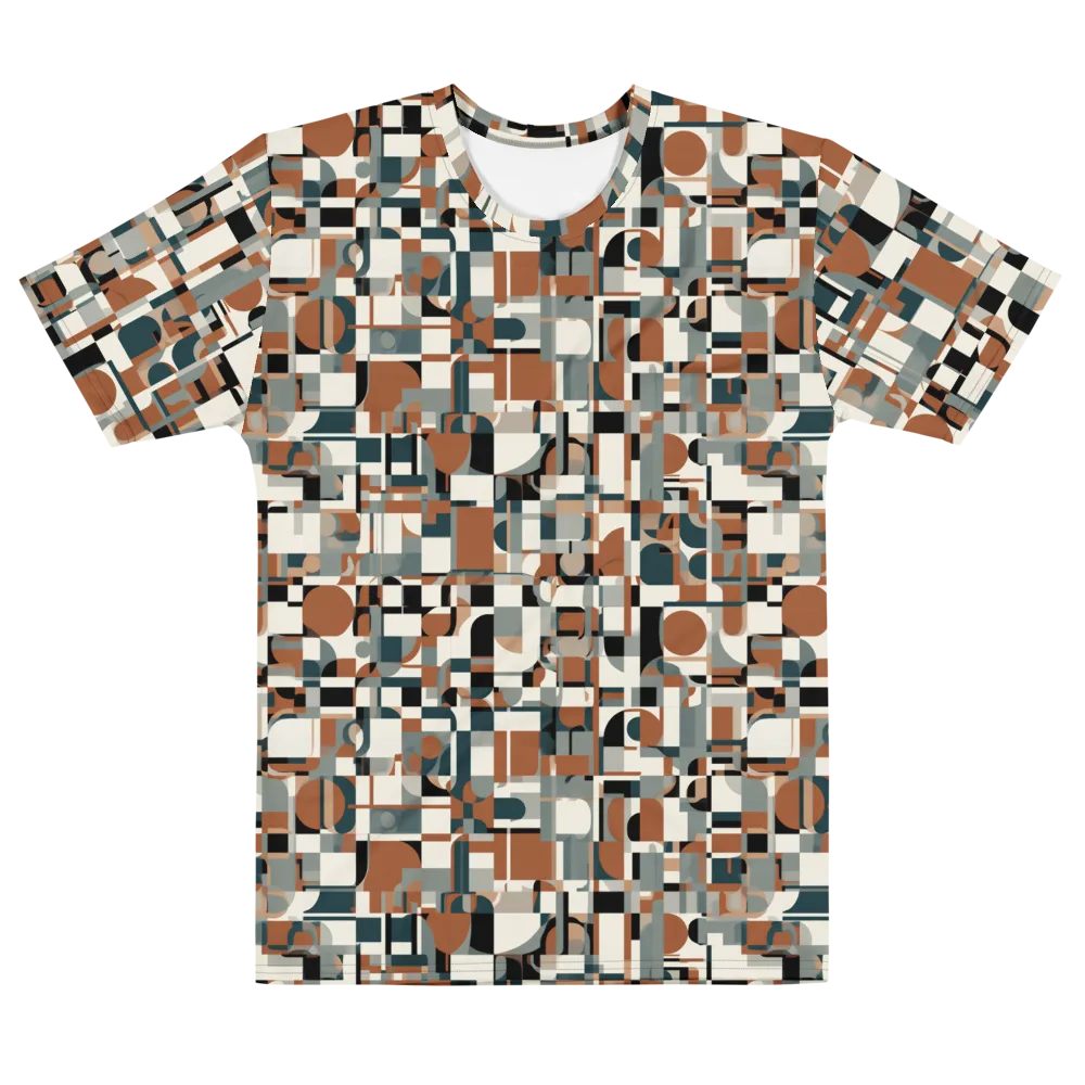 Terracotta Grid on Men's Cotton Crew Neck T-Shirt — Front