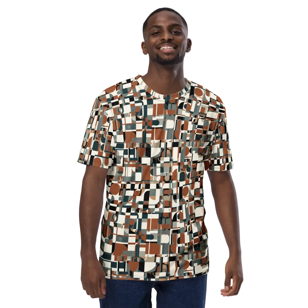 Terracotta Grid on Men's Crew Neck T-Shirt — Front