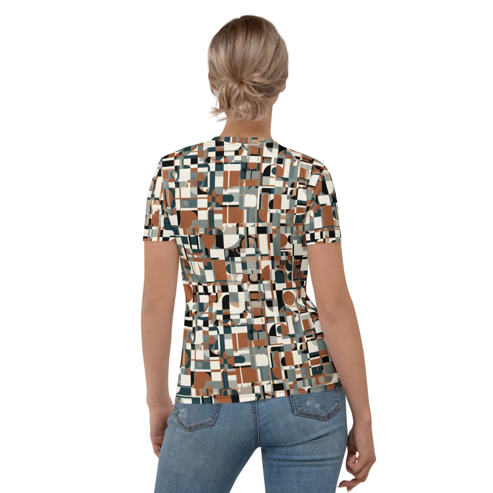 Terracotta Grid on Women's Crew Neck T-Shirt — Back