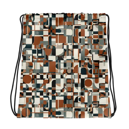 Terracotta Grid on a Drawstring Bag