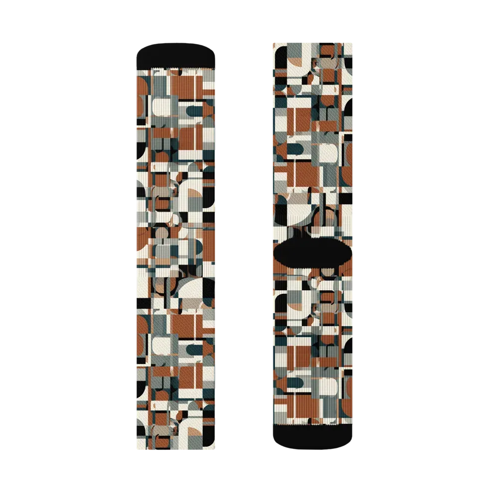 Terracotta Grid on Socks — Right Sock