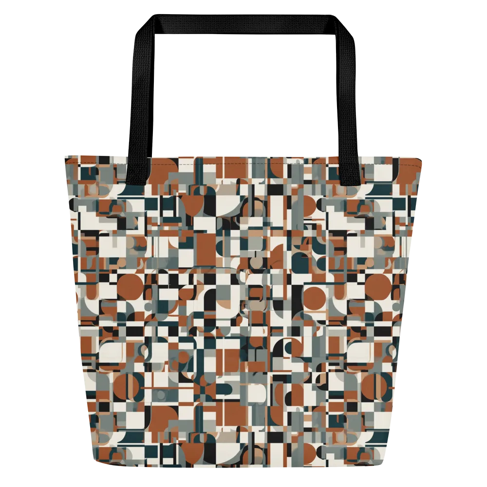 Terracotta Grid on Large Tote Bag W/ Pocket — Front