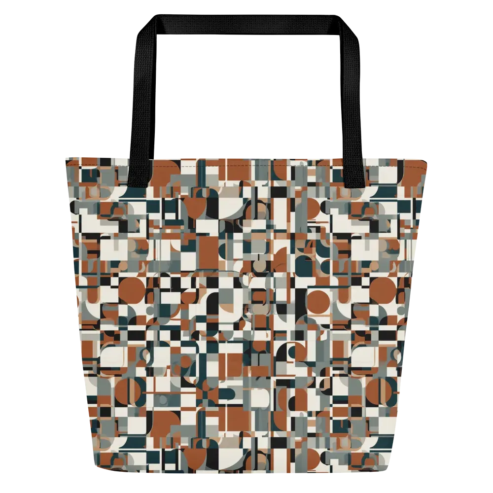 Terracotta Grid on Large Tote Bag W/ Pocket — Front