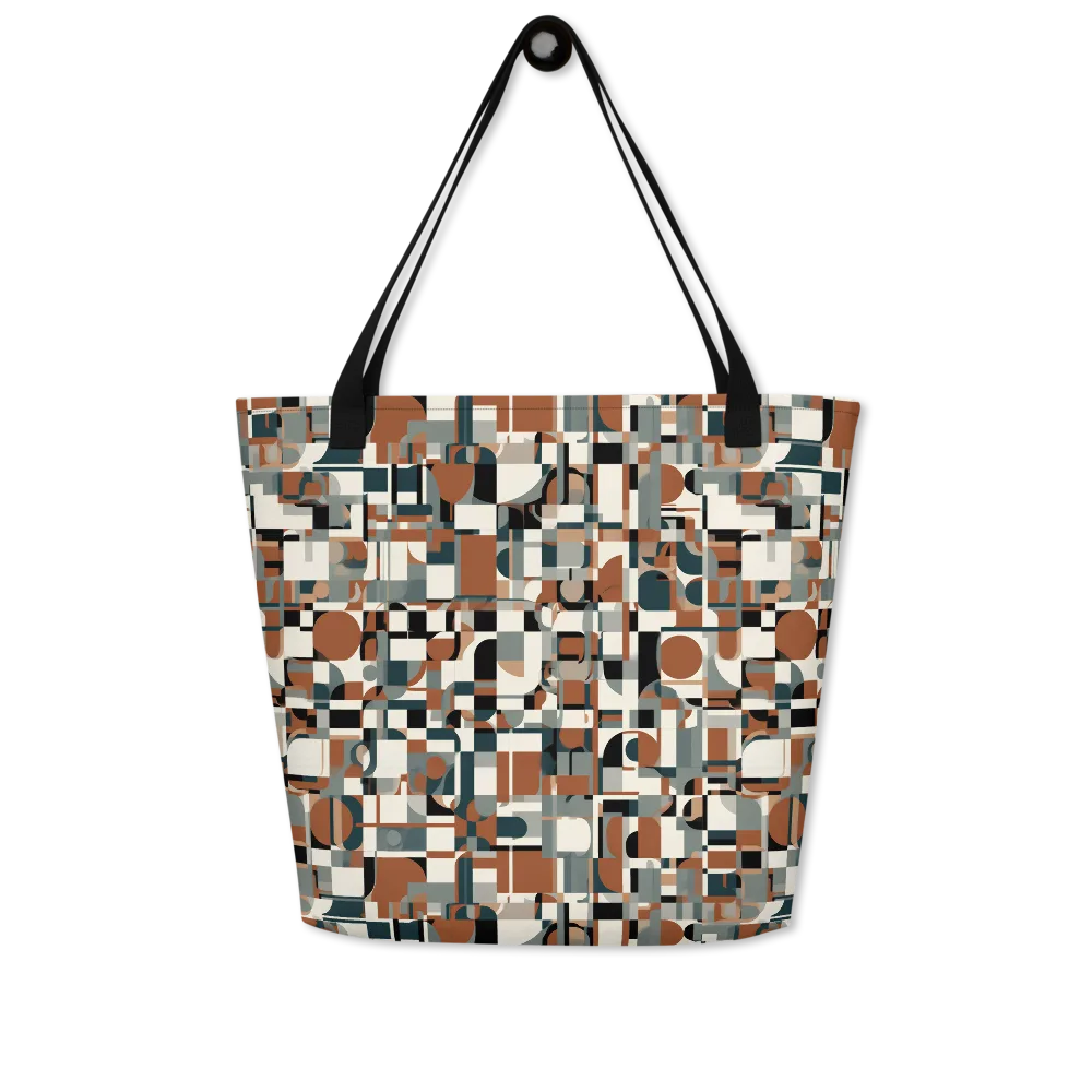 Terracotta Grid on Large Tote Bag W/ Pocket — Front
