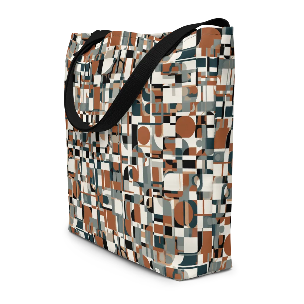 Terracotta Grid on Large Tote Bag W/ Pocket — Front