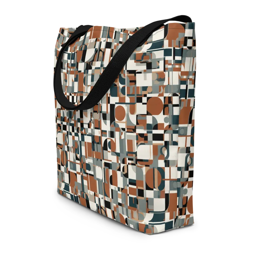 Terracotta Grid on Large Tote Bag W/ Pocket — Front