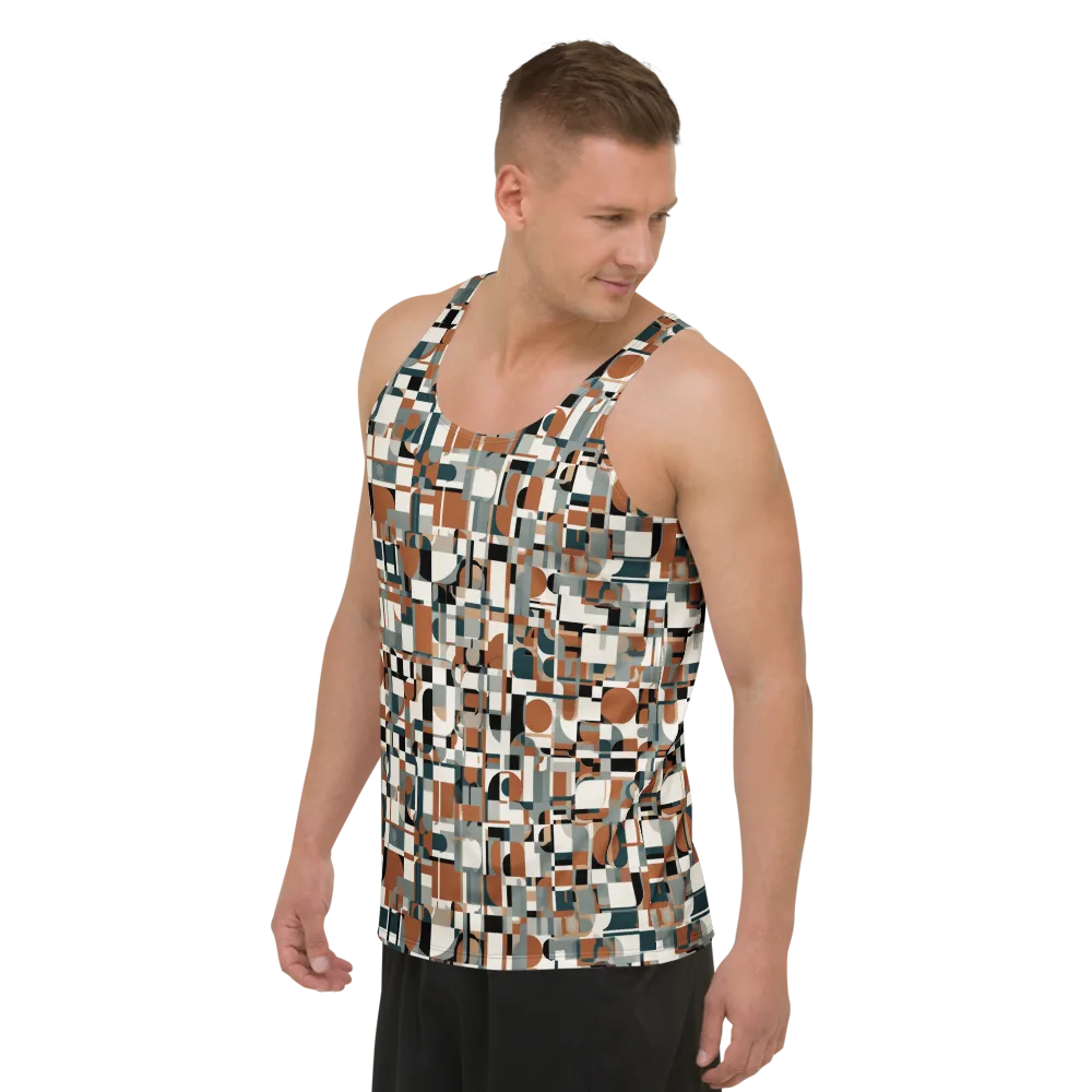 Terracotta Grid on Men's Tank Top — Left Front