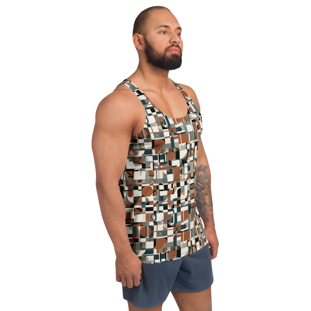 Terracotta Grid on Men's Tank Top — Right Front