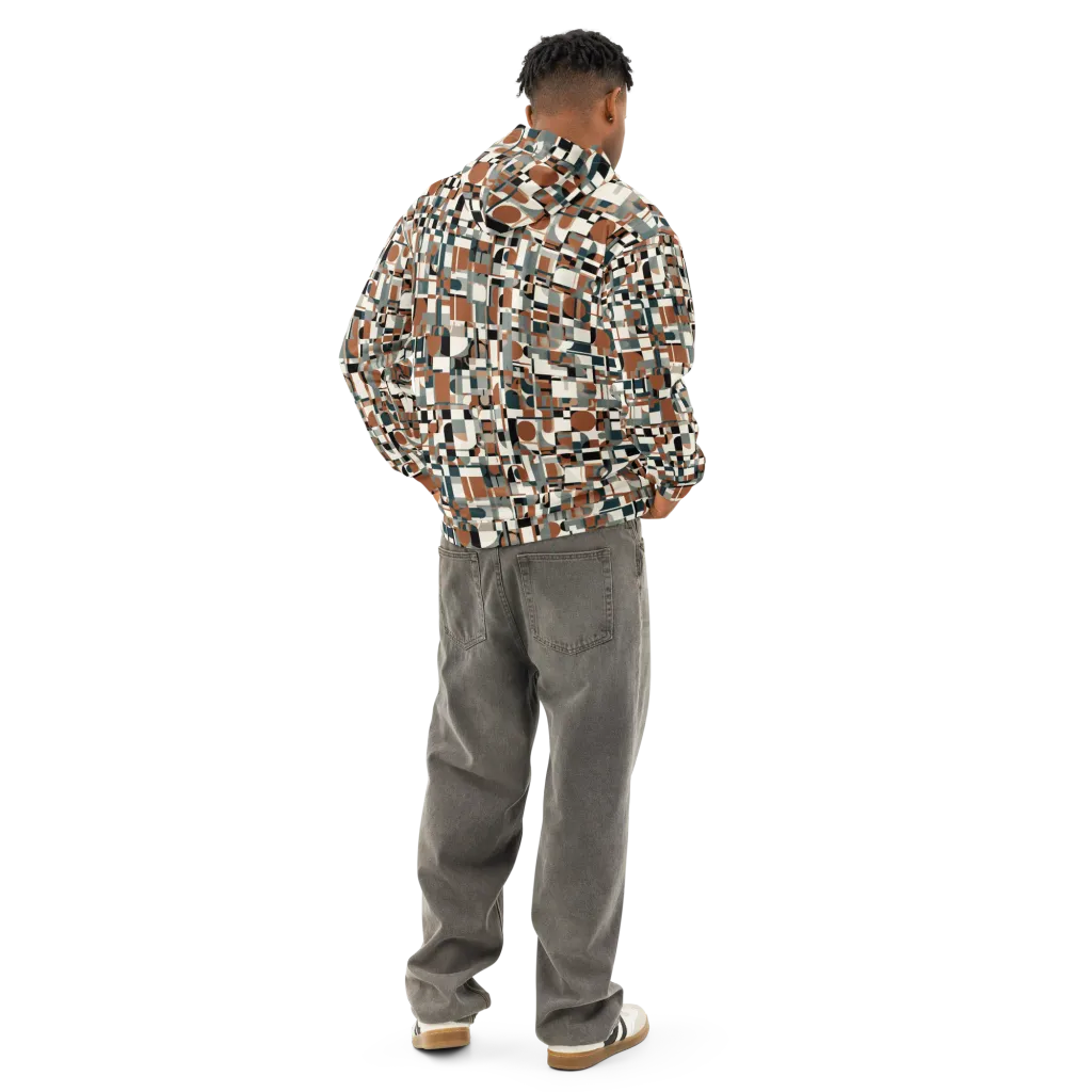 Terracotta Grid on Cotton Hoodie — Back