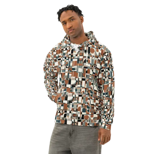 Terracotta Grid on a Cotton Hoodie