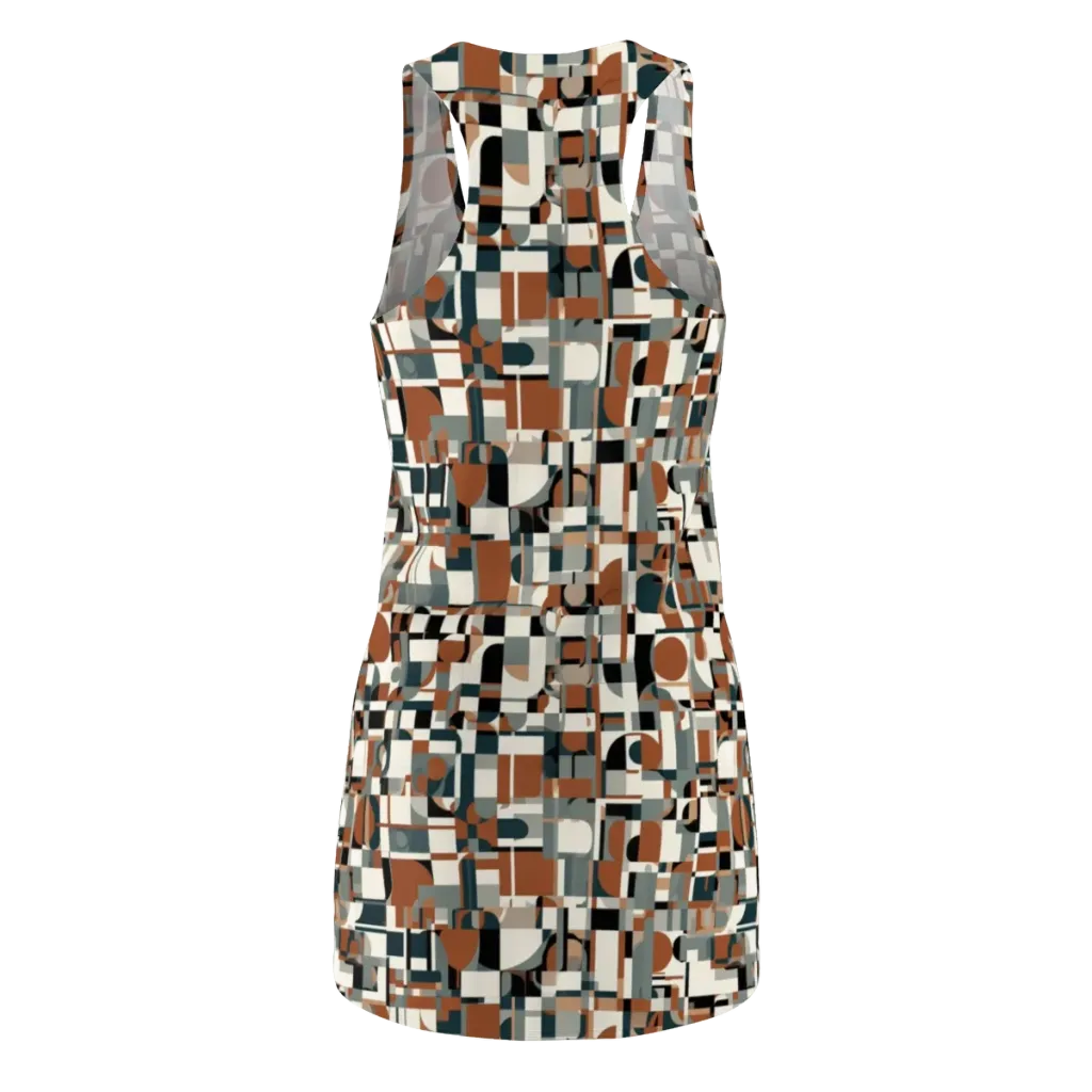 Terracotta Grid on Racerback Dress — Back