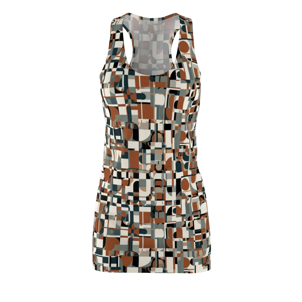 Terracotta Grid on Racerback Dress — Front