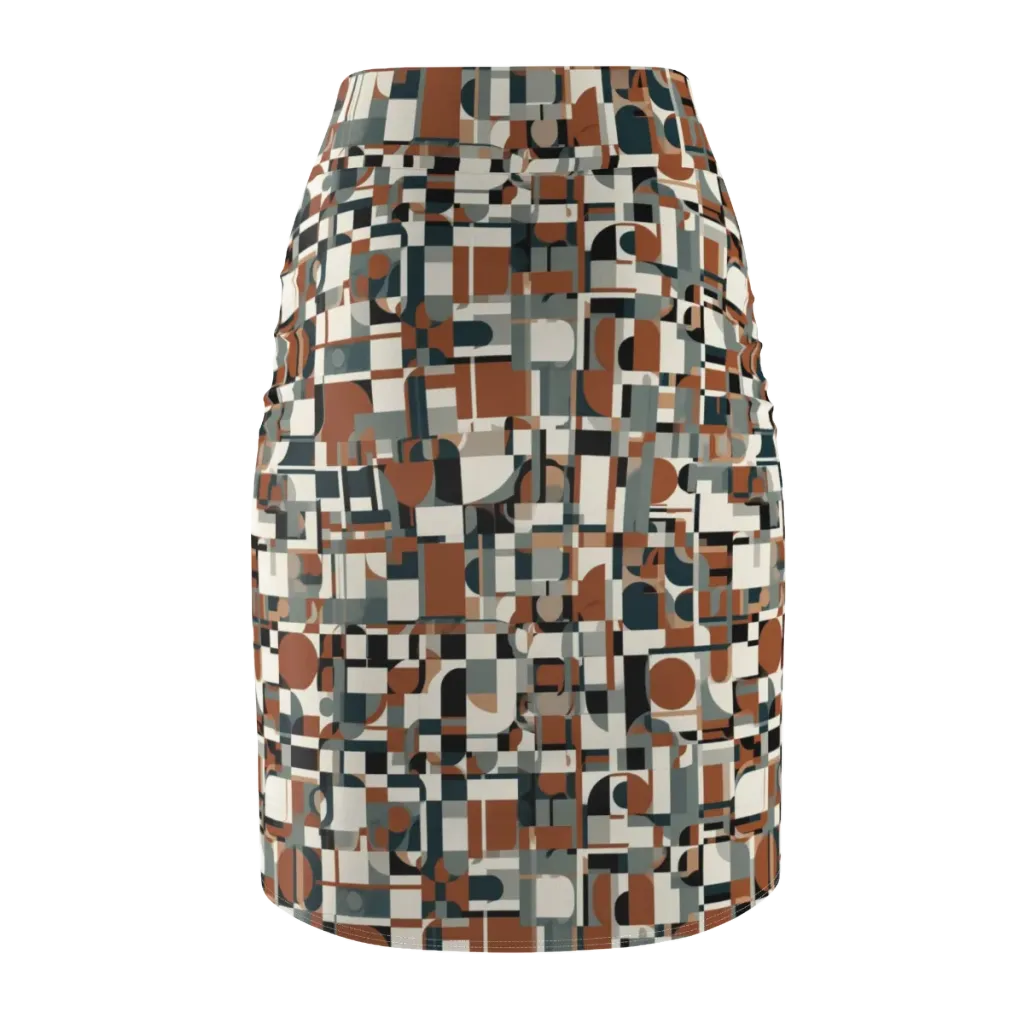 Terracotta Grid on Pencil Skirt — Back