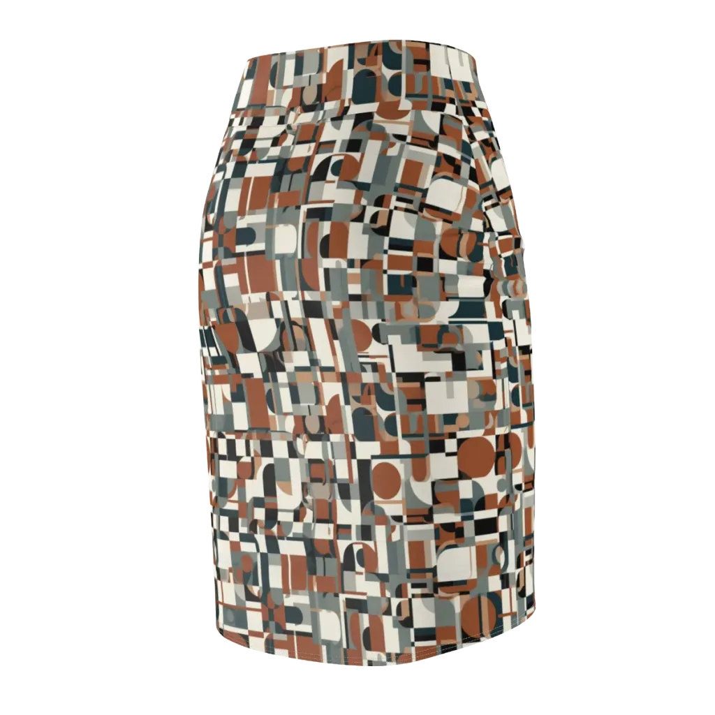 Terracotta Grid on Pencil Skirt — Back Side