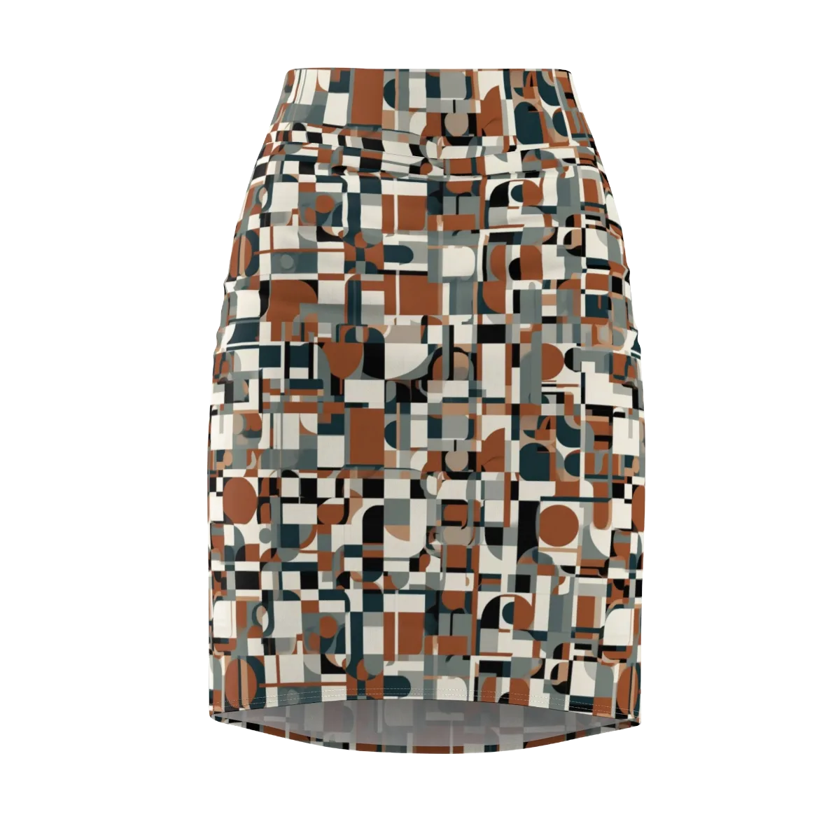 Terracotta Grid on Pencil Skirt — Front