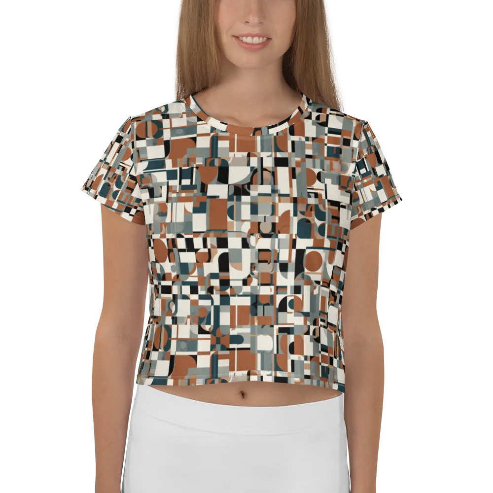 Terracotta Grid on Crop Tee — Front