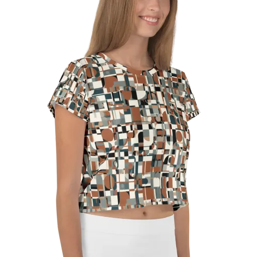 Terracotta Grid on a Crop Tee