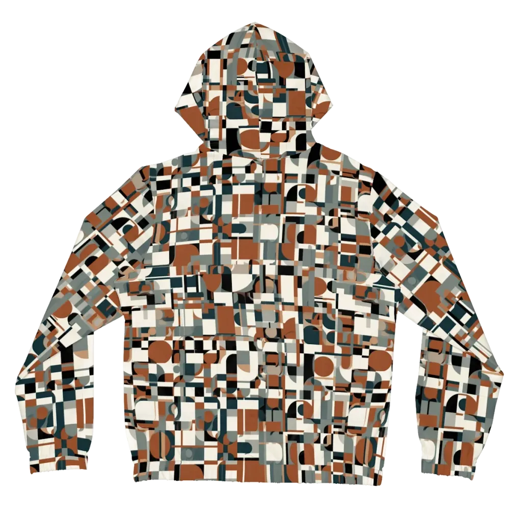 Terracotta Grid on Women's Full-Zip Hoodie — Back