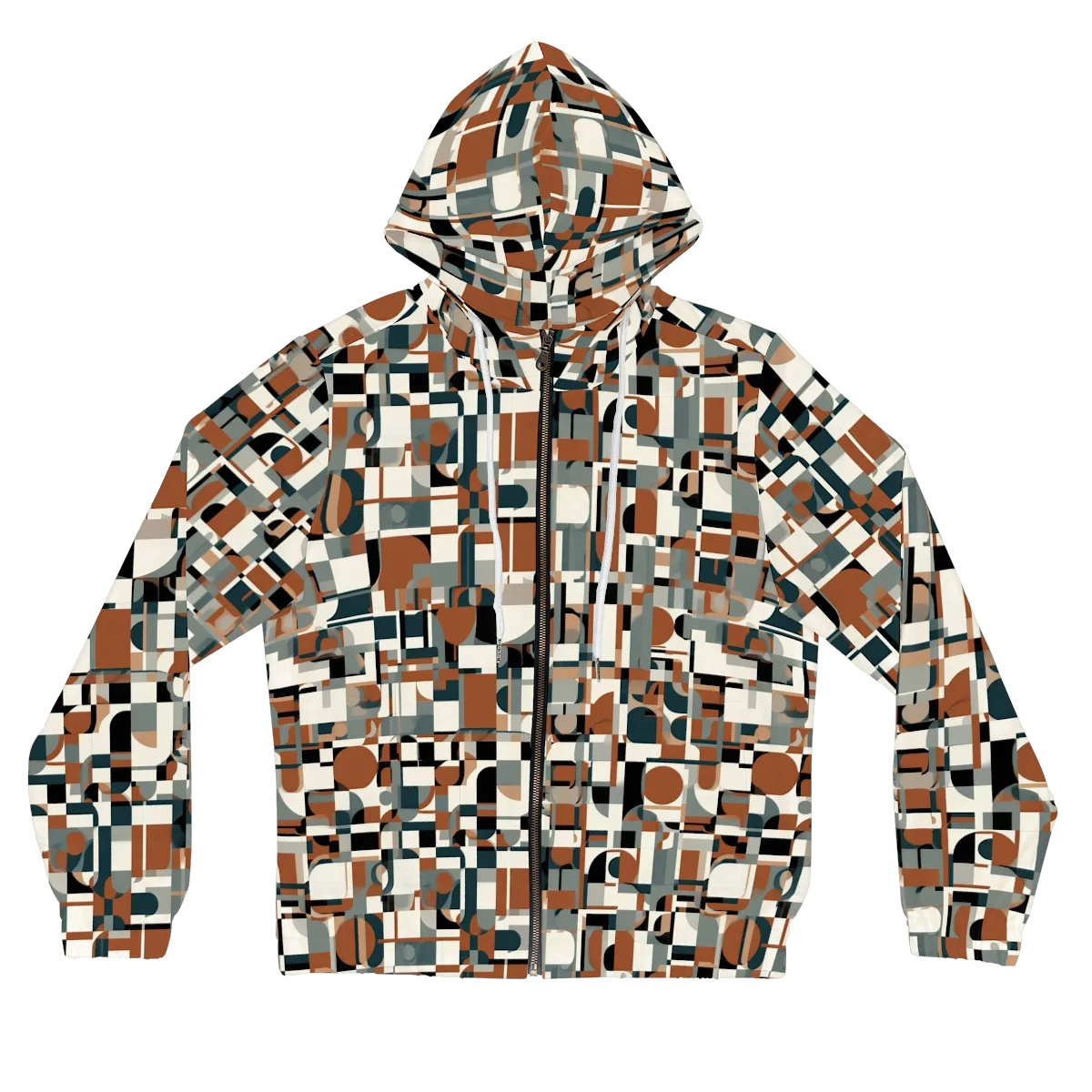 Terracotta Grid on Women's Full-Zip Hoodie — Front