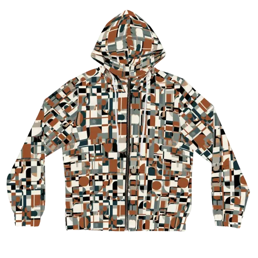 Terracotta Grid on a Women's Full-Zip Hoodie