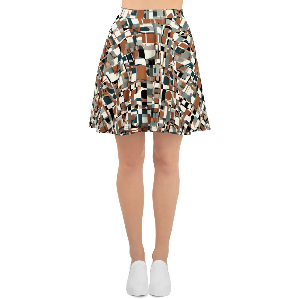 Terracotta Grid on Skater Skirt — Front