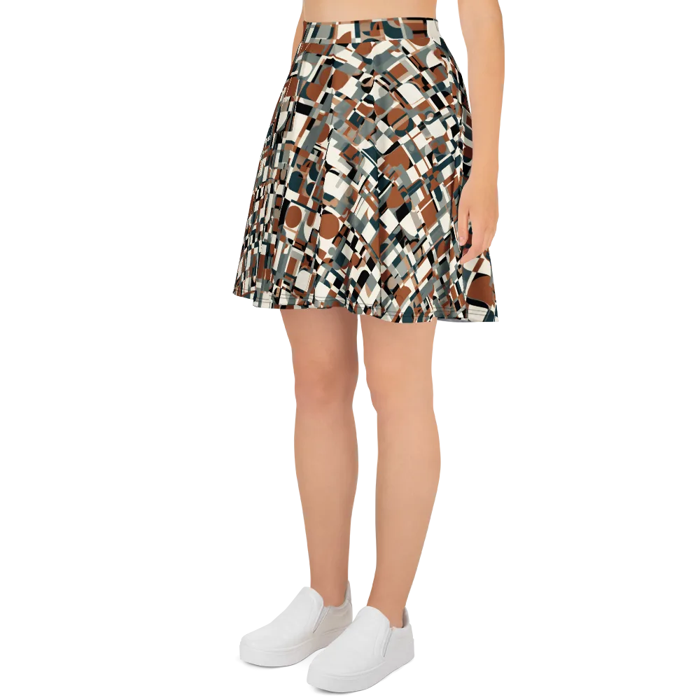 Terracotta Grid on Skater Skirt — Left