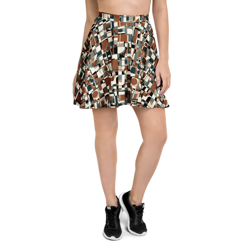 Terracotta Grid on Skater Skirt — Front
