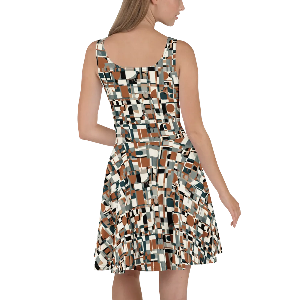 Terracotta Grid on Skater Dress — Back