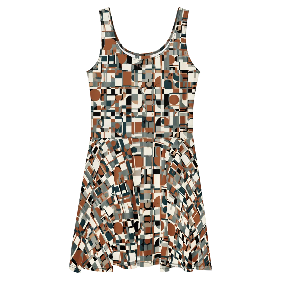 Terracotta Grid on Skater Dress — Front