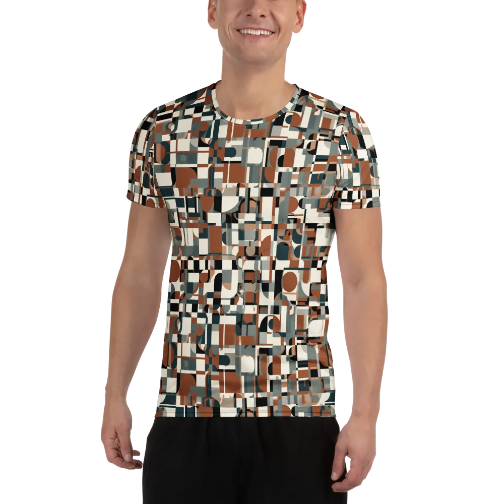 Terracotta Grid on Men's Athletic T-Shirt — Front