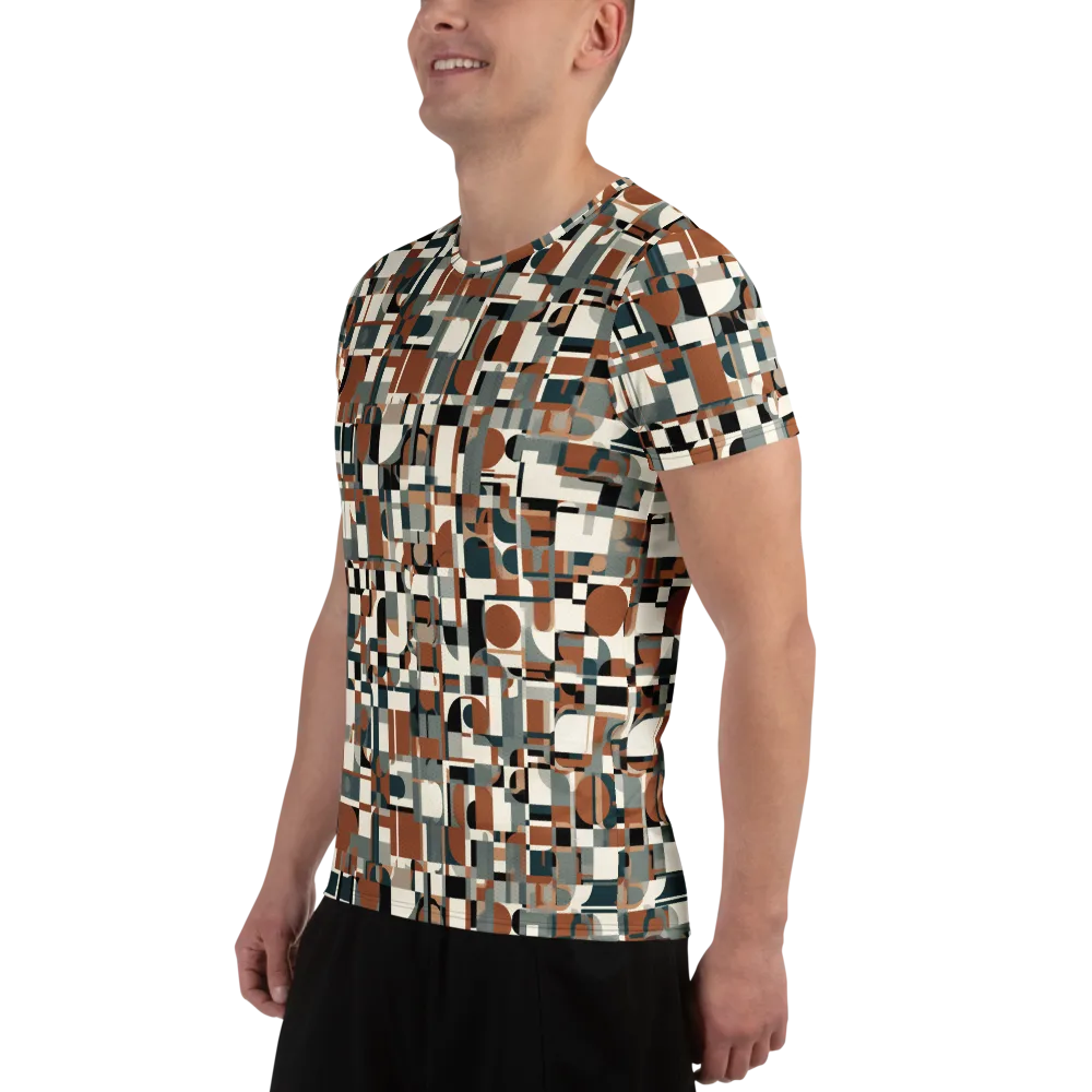 Terracotta Grid on Men's Athletic T-Shirt — Left