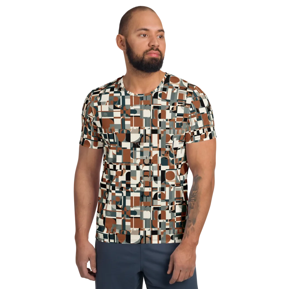 Terracotta Grid on Men's Athletic T-Shirt — Front
