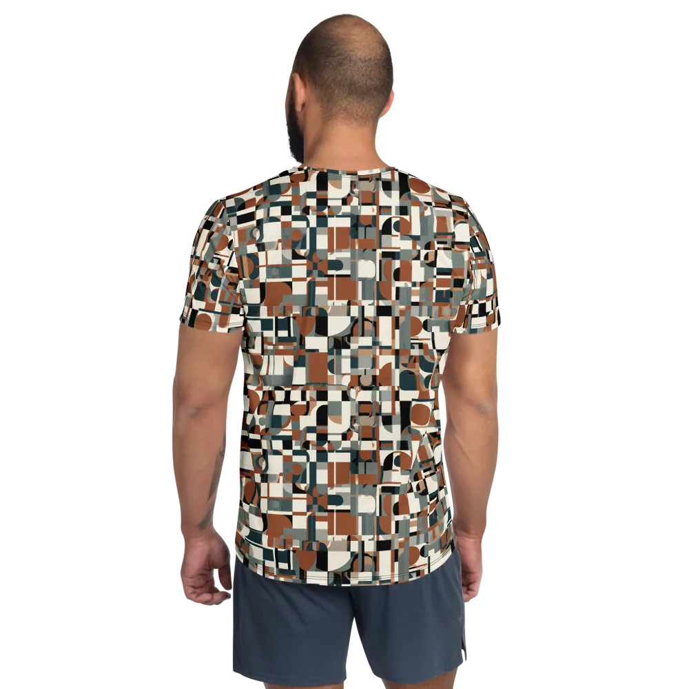 Terracotta Grid on Men's Athletic T-Shirt — Back