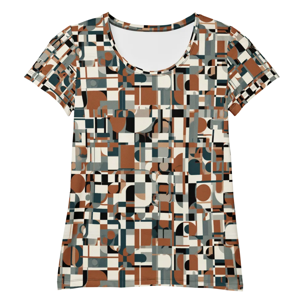 Terracotta Grid on Women's Athletic T-Shirt — Front