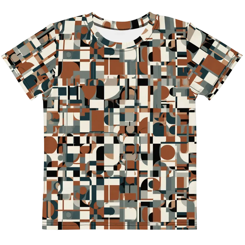 Terracotta Grid on Kids Crew Neck T-Shirt — Front