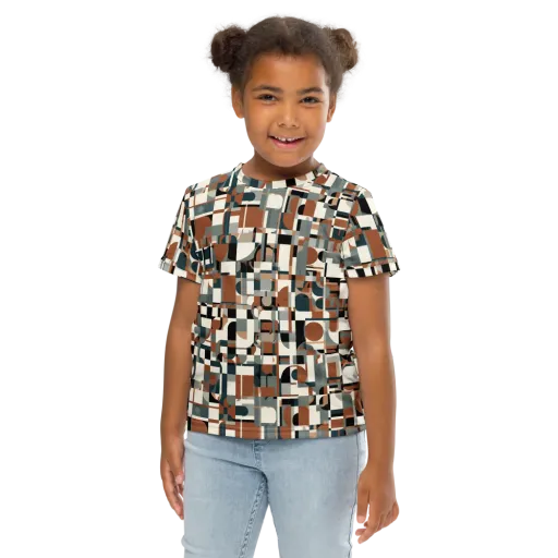 Terracotta Grid on a Kids Crew Neck T-Shirt
