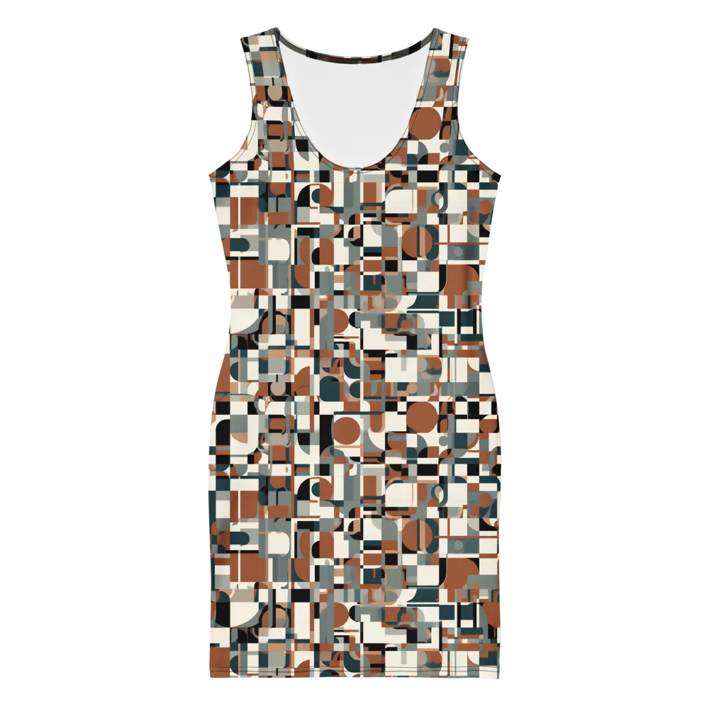 Terracotta Grid on Bodycon Dress — Front