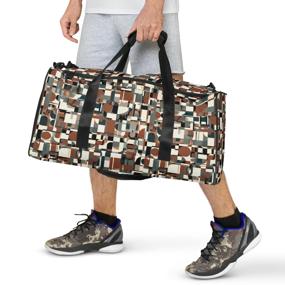 Terracotta Grid on Duffle Bag — Front
