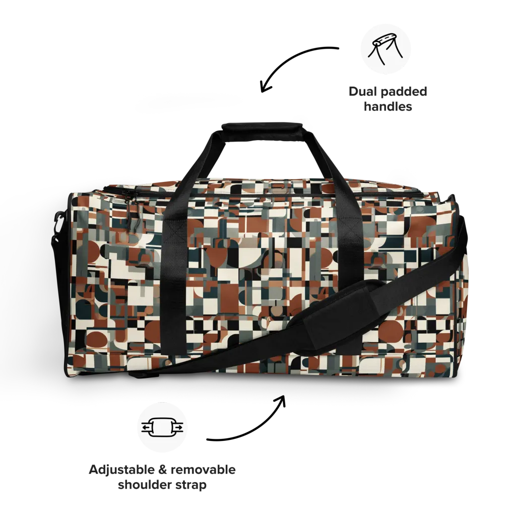 Terracotta Grid on Duffle Bag — Front