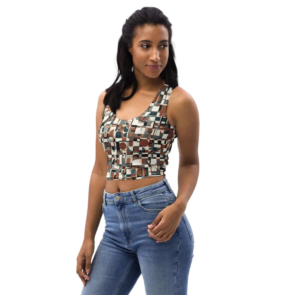 Terracotta Grid on Crop Top — Left Front