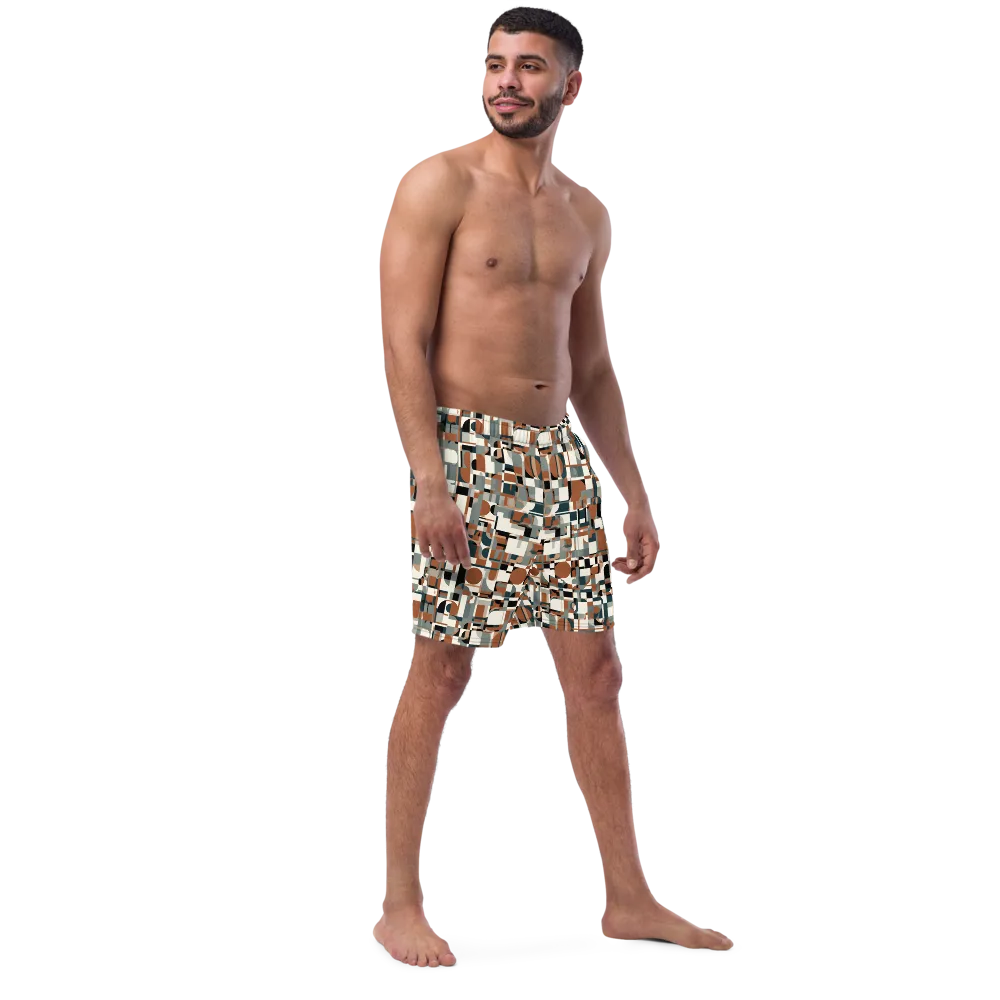 Terracotta Grid on Swim Trunks — Right Front
