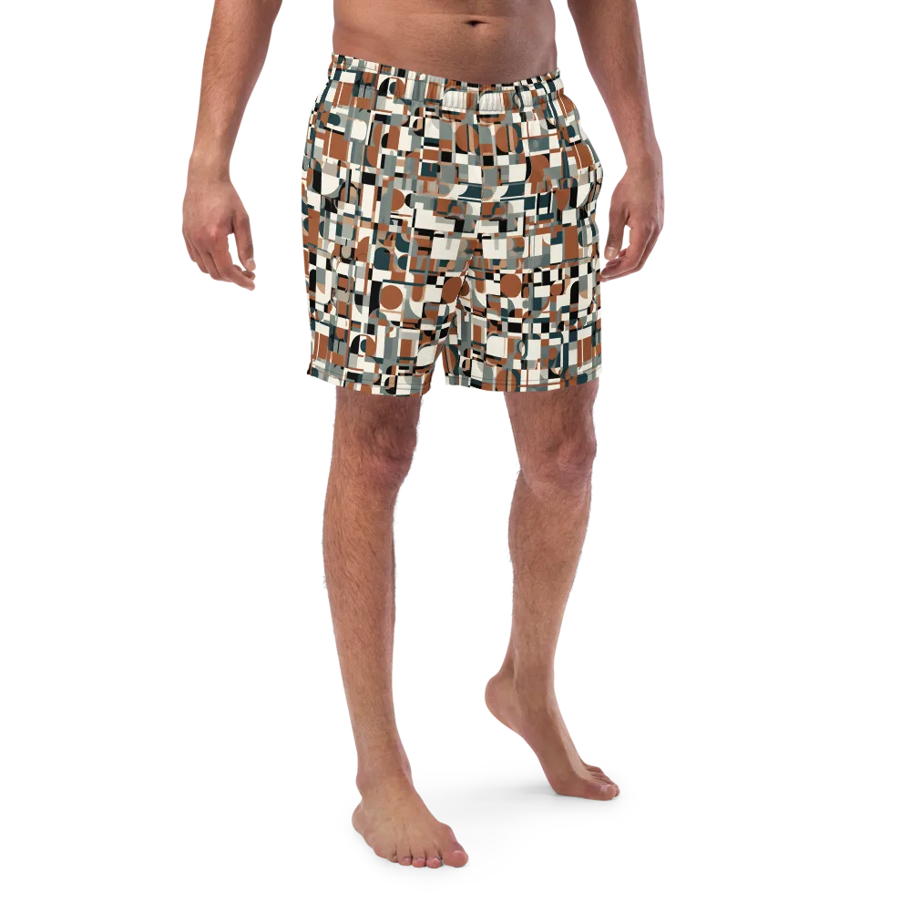 Terracotta Grid on Swim Trunks — Front